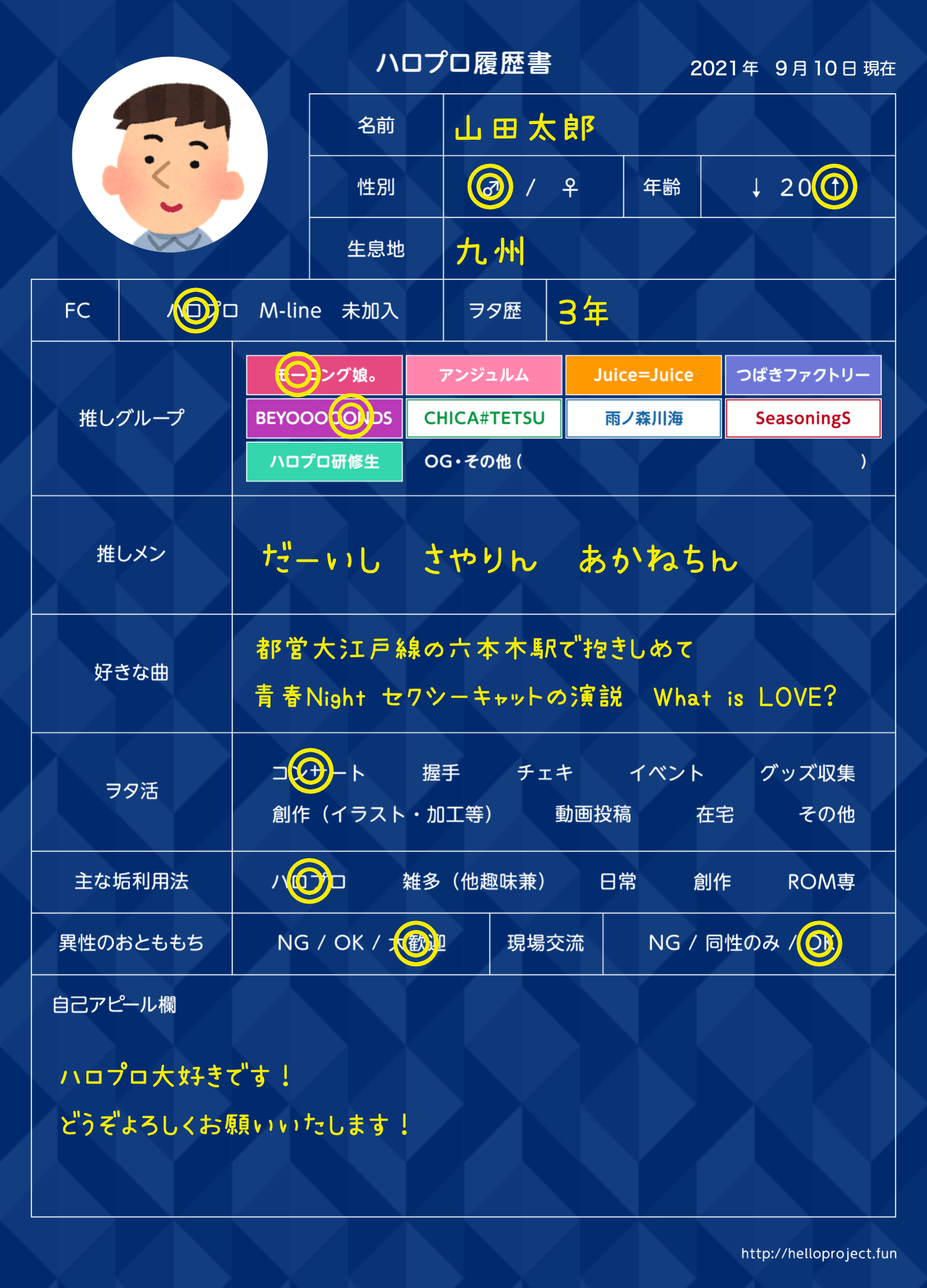 ハロプロ履歴書作例